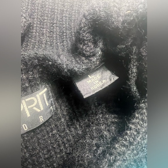 ESPRIT 80 Vintage 100% Wool knit Oversized Sweater Collared Black &Teal collar - Picture 11 of 11